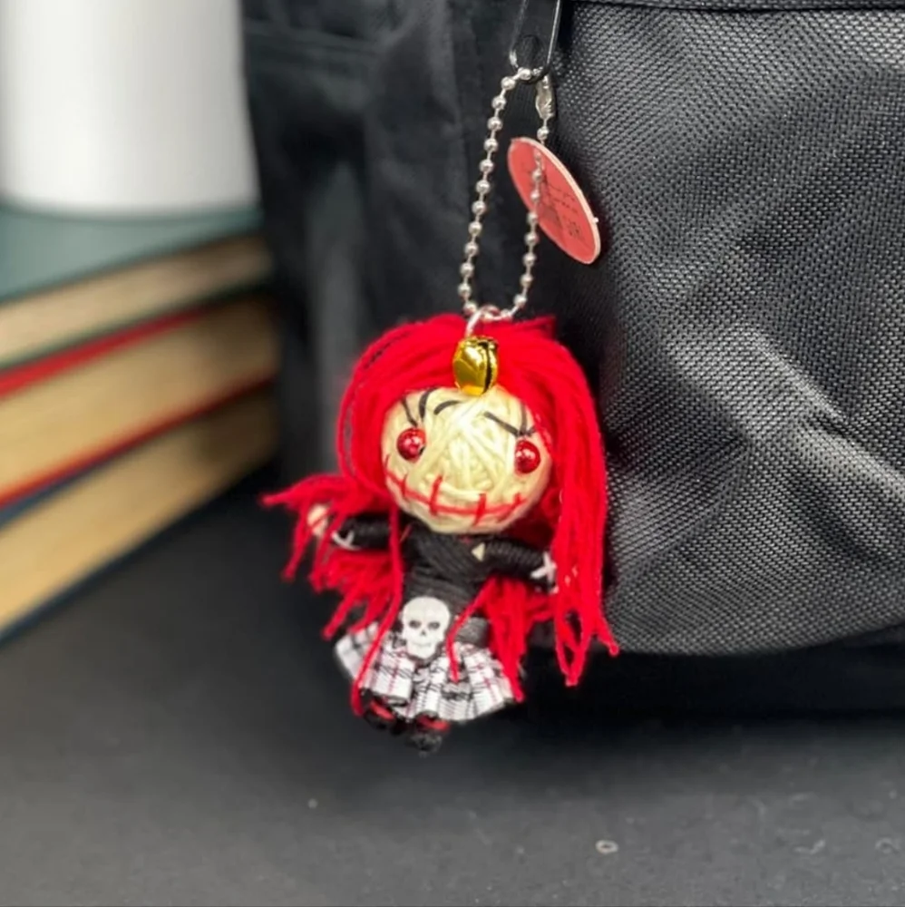 Goth girl keychain, vudoo doll purse charm, doll keychain, vudoo doll charm